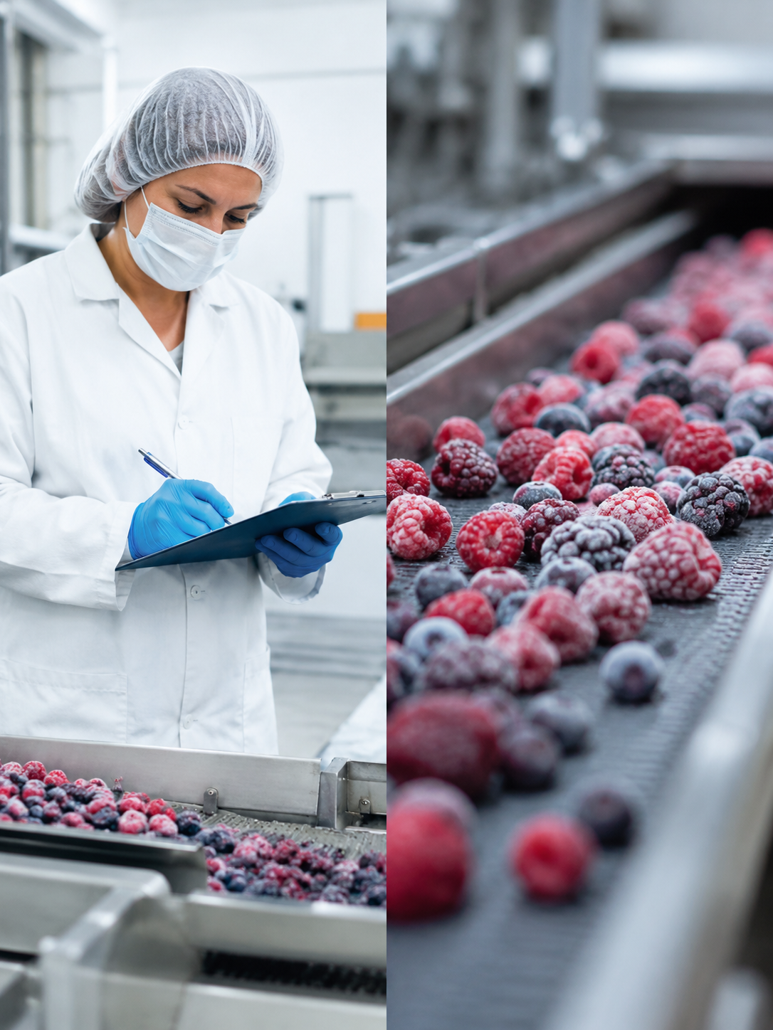 Proceso de selección y control de calidad de fruta fresca y congelada FrostBerry